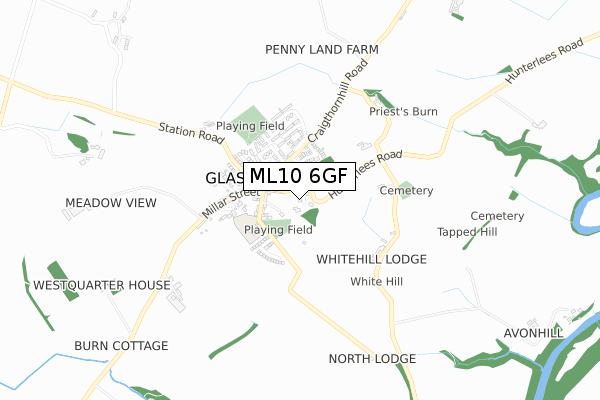 ML10 6GF map - small scale - OS Open Zoomstack (Ordnance Survey)