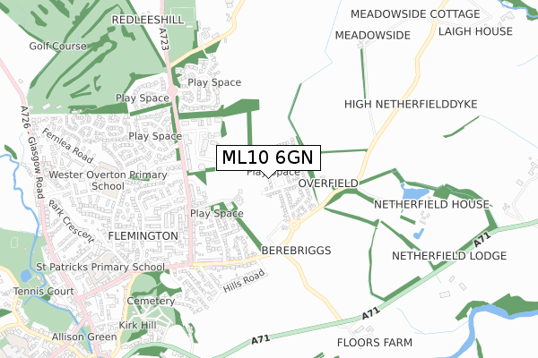 ML10 6GN map - small scale - OS Open Zoomstack (Ordnance Survey)
