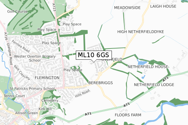 ML10 6GS map - small scale - OS Open Zoomstack (Ordnance Survey)