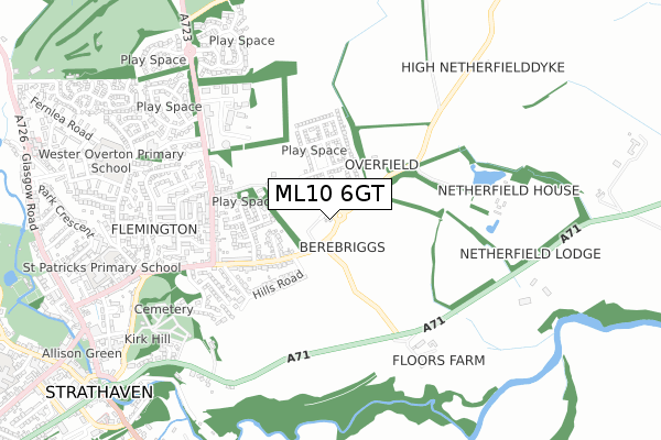 ML10 6GT map - small scale - OS Open Zoomstack (Ordnance Survey)