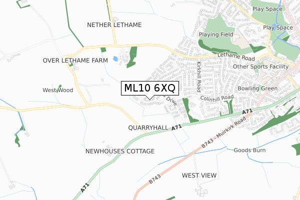 ML10 6XQ map - small scale - OS Open Zoomstack (Ordnance Survey)