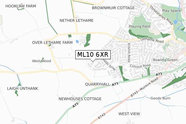 ML10 6XR map - small scale - OS Open Zoomstack (Ordnance Survey)
