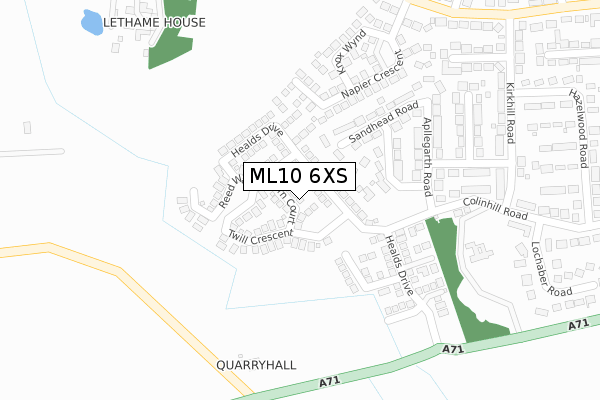 ML10 6XS map - large scale - OS Open Zoomstack (Ordnance Survey)