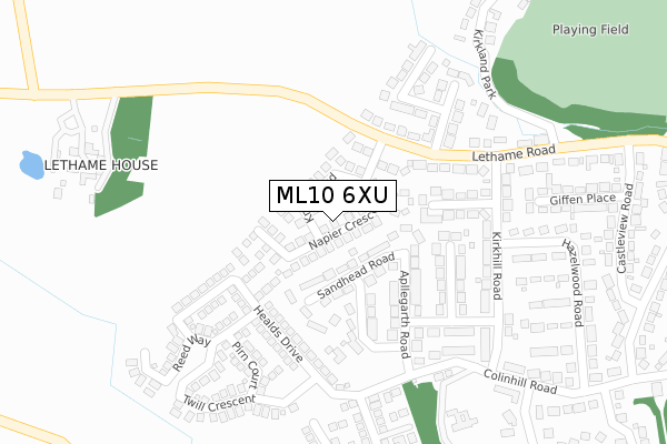 ML10 6XU map - large scale - OS Open Zoomstack (Ordnance Survey)