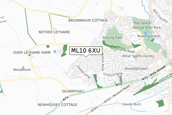 ML10 6XU map - small scale - OS Open Zoomstack (Ordnance Survey)