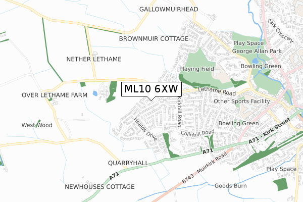 ML10 6XW map - small scale - OS Open Zoomstack (Ordnance Survey)