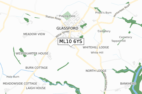 ML10 6YS map - small scale - OS Open Zoomstack (Ordnance Survey)