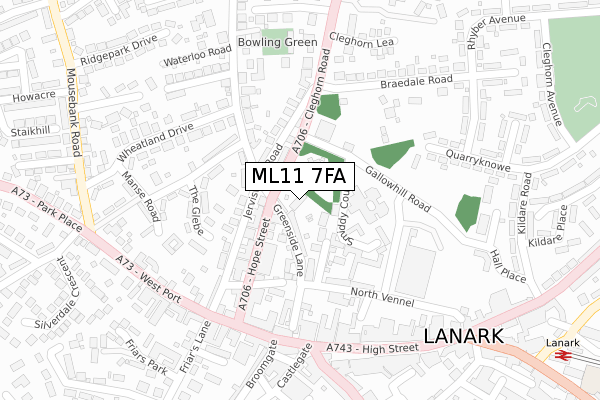ML11 7FA map - large scale - OS Open Zoomstack (Ordnance Survey)