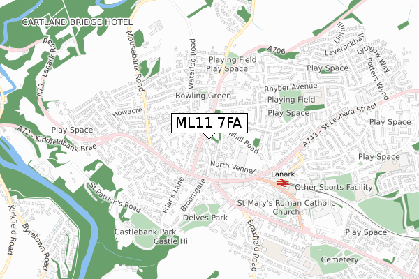 ML11 7FA map - small scale - OS Open Zoomstack (Ordnance Survey)