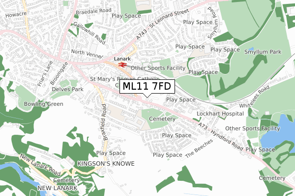 ML11 7FD map - small scale - OS Open Zoomstack (Ordnance Survey)