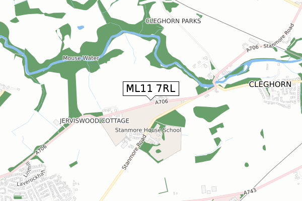 ML11 7RL map - small scale - OS Open Zoomstack (Ordnance Survey)