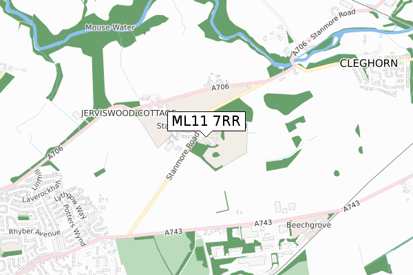 ML11 7RR map - small scale - OS Open Zoomstack (Ordnance Survey)