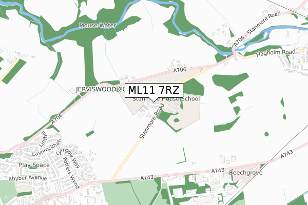 ML11 7RZ map - small scale - OS Open Zoomstack (Ordnance Survey)