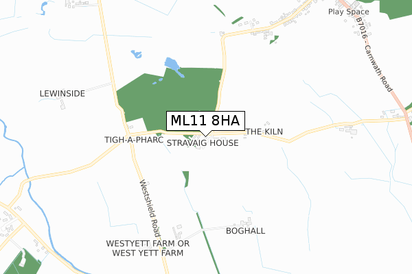 ML11 8HA map - small scale - OS Open Zoomstack (Ordnance Survey)