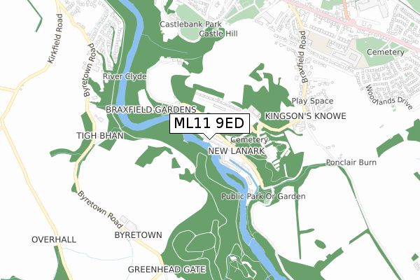 ML11 9ED map - small scale - OS Open Zoomstack (Ordnance Survey)