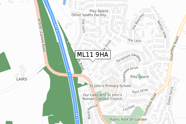 ML11 9HA map - large scale - OS Open Zoomstack (Ordnance Survey)