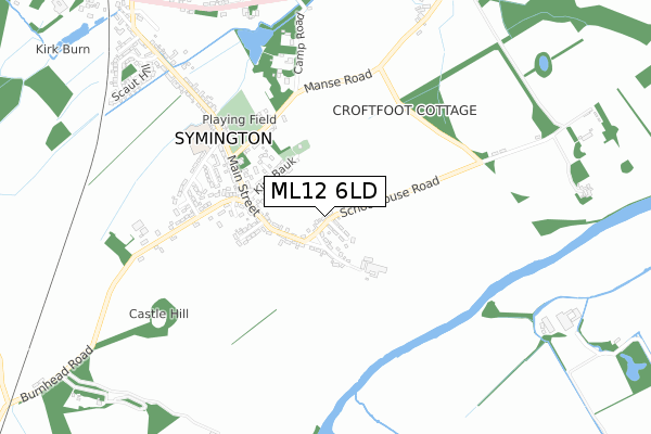 ML12 6LD map - small scale - OS Open Zoomstack (Ordnance Survey)
