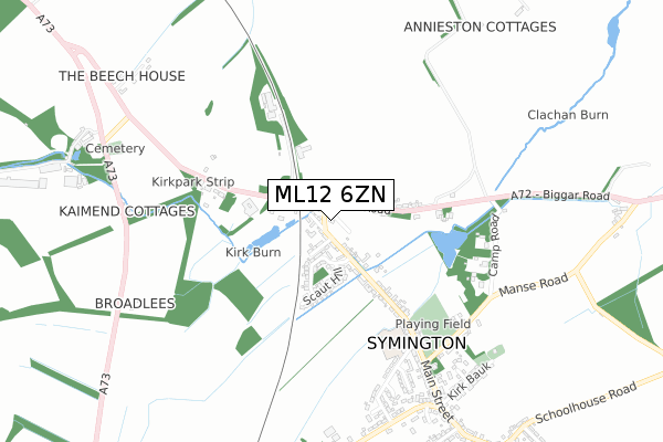 ML12 6ZN map - small scale - OS Open Zoomstack (Ordnance Survey)