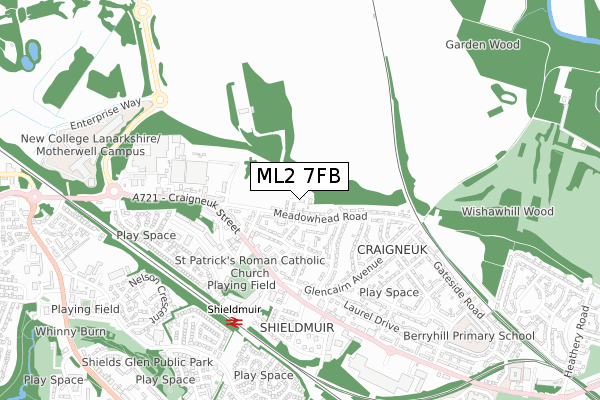 ML2 7FB map - small scale - OS Open Zoomstack (Ordnance Survey)