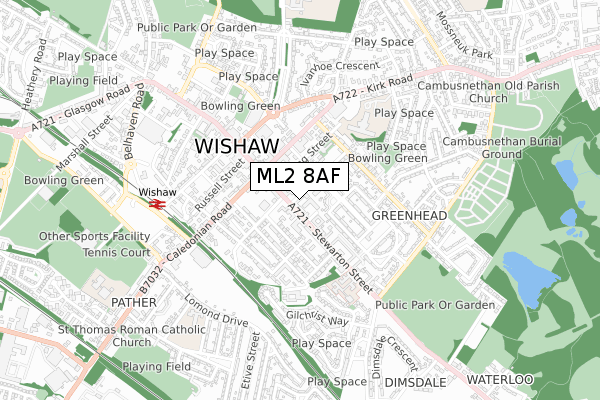 ML2 8AF map - small scale - OS Open Zoomstack (Ordnance Survey)