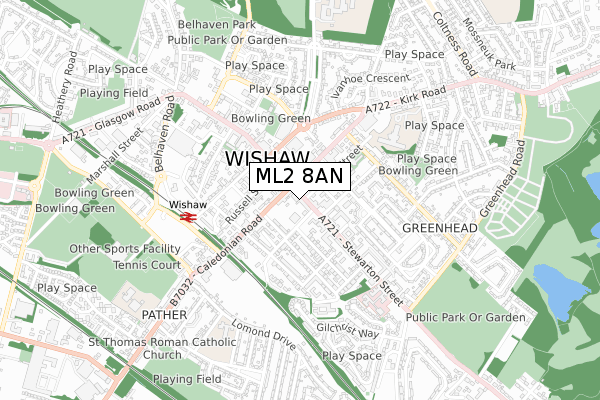 ML2 8AN map - small scale - OS Open Zoomstack (Ordnance Survey)