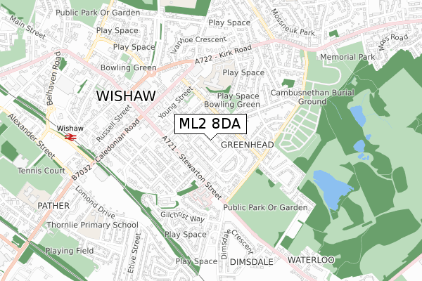 ML2 8DA map - small scale - OS Open Zoomstack (Ordnance Survey)