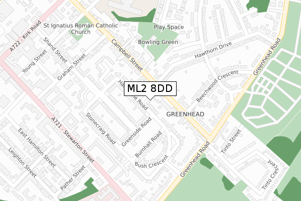 ML2 8DD map - large scale - OS Open Zoomstack (Ordnance Survey)