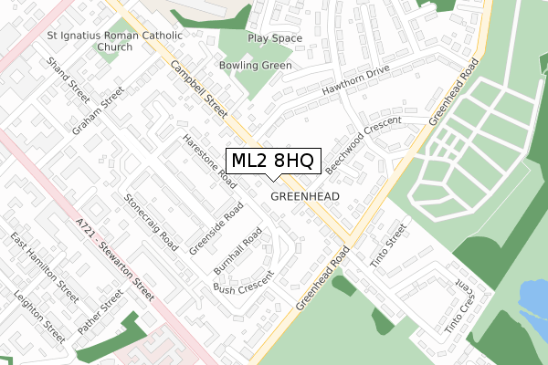 ML2 8HQ map - large scale - OS Open Zoomstack (Ordnance Survey)