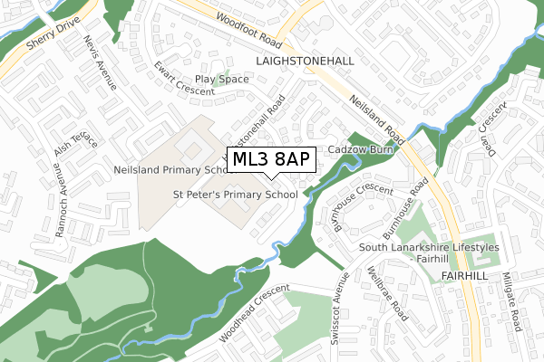ML3 8AP map - large scale - OS Open Zoomstack (Ordnance Survey)