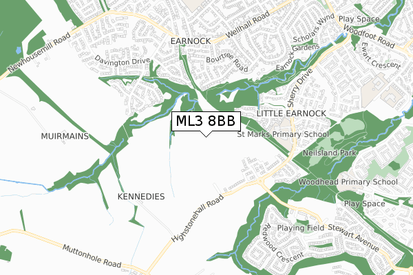ML3 8BB map - small scale - OS Open Zoomstack (Ordnance Survey) ML3 8BB map - small scale - OS Open Zoomstack (Ordnance Survey)