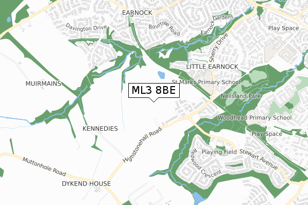 ML3 8BE map - small scale - OS Open Zoomstack (Ordnance Survey)