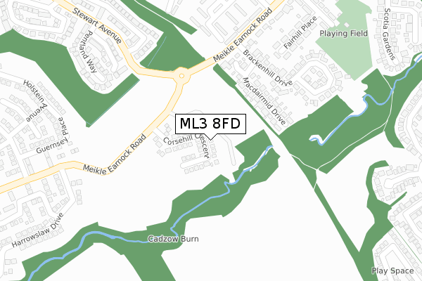 ML3 8FD map - large scale - OS Open Zoomstack (Ordnance Survey)