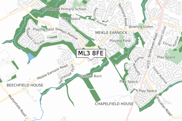 ML3 8FE map - small scale - OS Open Zoomstack (Ordnance Survey)