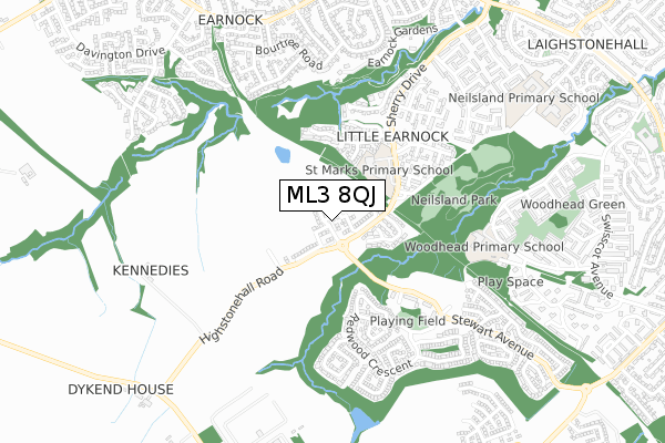 ML3 8QJ map - small scale - OS Open Zoomstack (Ordnance Survey)