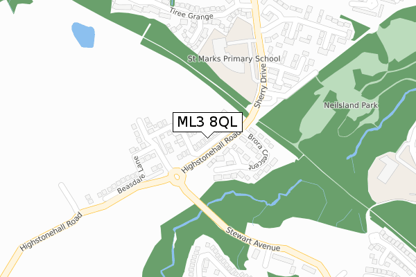 ML3 8QL map - large scale - OS Open Zoomstack (Ordnance Survey)