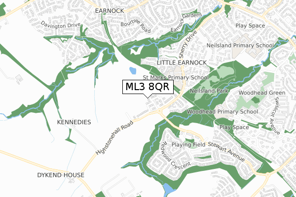 ML3 8QR map - small scale - OS Open Zoomstack (Ordnance Survey)