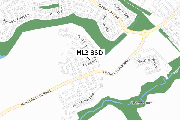 ML3 8SD map - large scale - OS Open Zoomstack (Ordnance Survey)