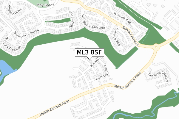 ML3 8SF map - large scale - OS Open Zoomstack (Ordnance Survey)