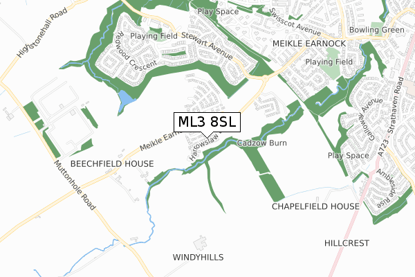 ML3 8SL map - small scale - OS Open Zoomstack (Ordnance Survey)