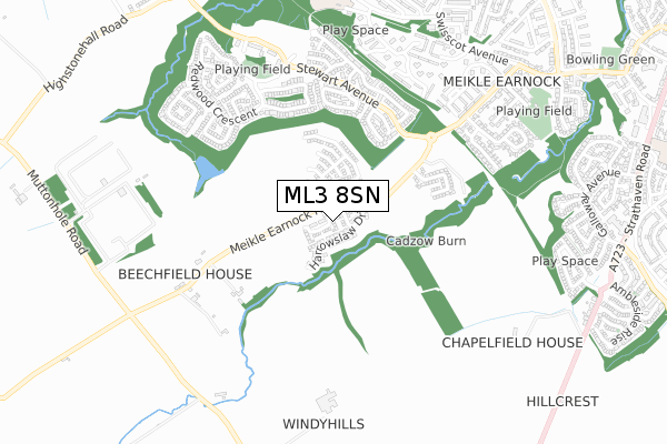 ML3 8SN map - small scale - OS Open Zoomstack (Ordnance Survey)