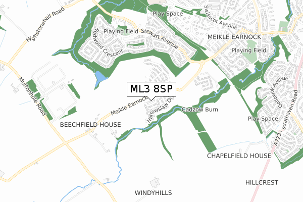 ML3 8SP map - small scale - OS Open Zoomstack (Ordnance Survey)