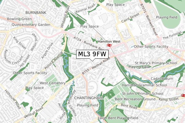 ML3 9FW map - small scale - OS Open Zoomstack (Ordnance Survey)