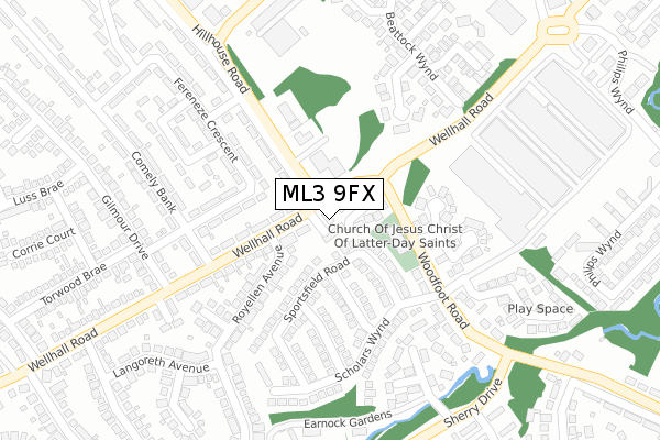 ML3 9FX map - large scale - OS Open Zoomstack (Ordnance Survey)
