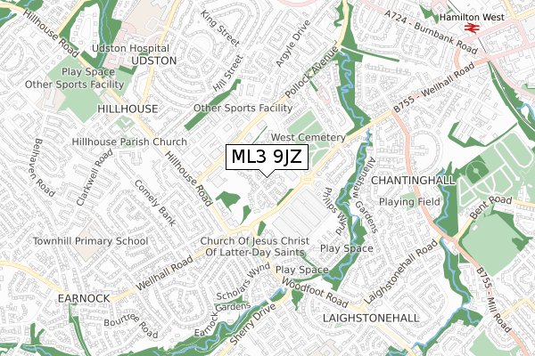 ML3 9JZ map - small scale - OS Open Zoomstack (Ordnance Survey)