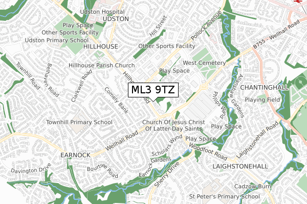 ML3 9TZ map - small scale - OS Open Zoomstack (Ordnance Survey)