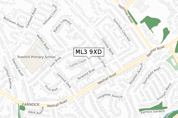 ML3 9XD map - large scale - OS Open Zoomstack (Ordnance Survey)