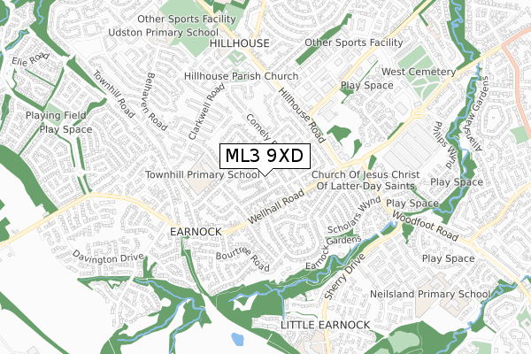 ML3 9XD map - small scale - OS Open Zoomstack (Ordnance Survey)