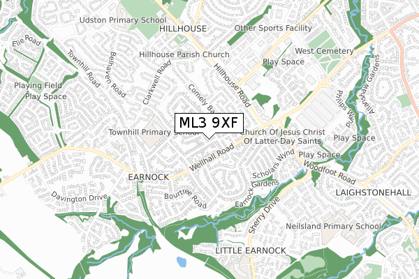 ML3 9XF map - small scale - OS Open Zoomstack (Ordnance Survey)