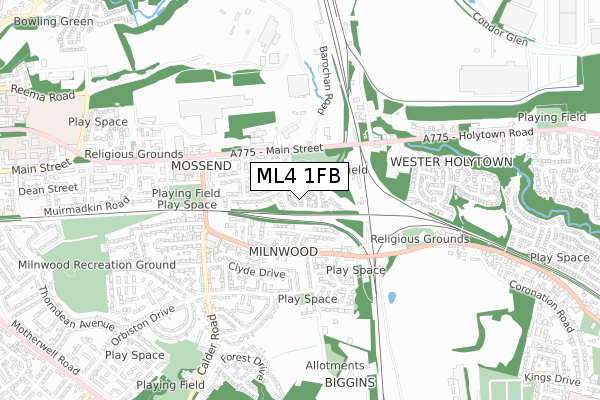 ML4 1FB map - small scale - OS Open Zoomstack (Ordnance Survey)