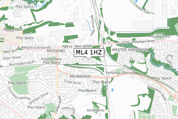 ML4 1HZ map - small scale - OS Open Zoomstack (Ordnance Survey)
